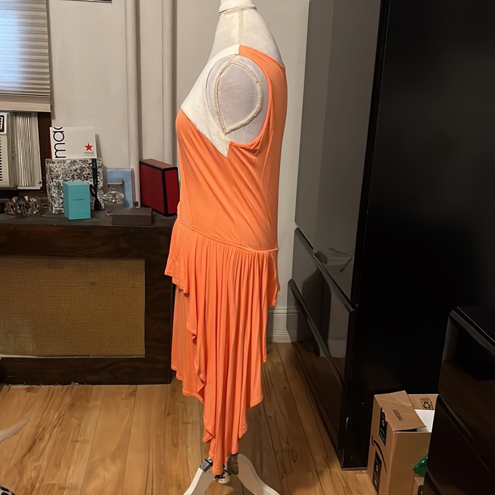 James & Joy orange and white asymmetrical dress - Picture 3 of 4